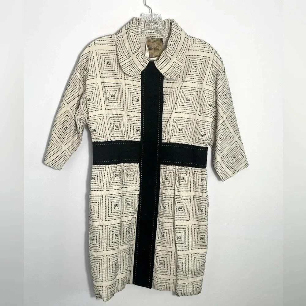 Vintage New Embroidered Shirt Dress Artsy Snap Collared Size Small